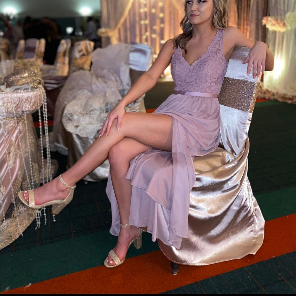 David’s Bridal mauve bridesmaid dress